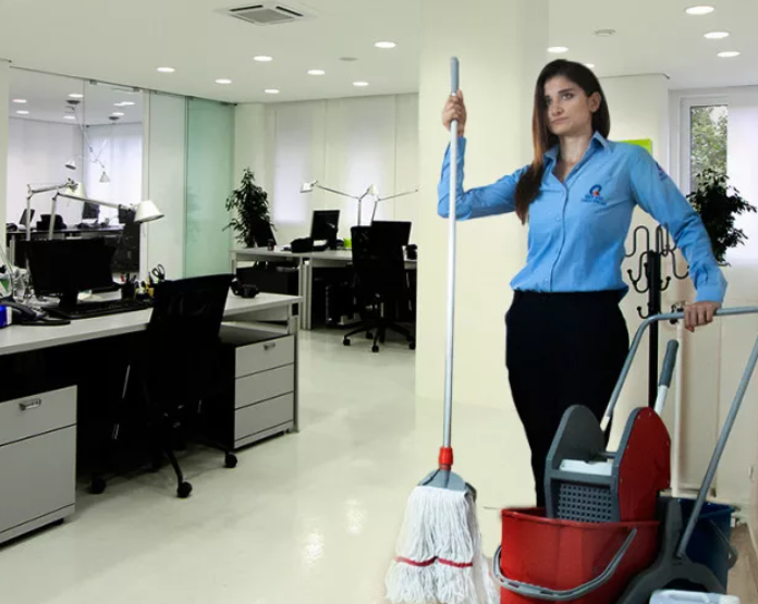 Close-up of eco cleaning products and checklist